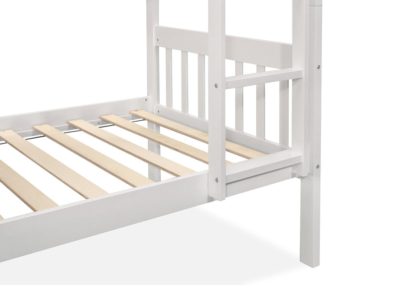 Lits superposés Miko pour enfants avec échelle et garde-corps, blanc - simple et simple