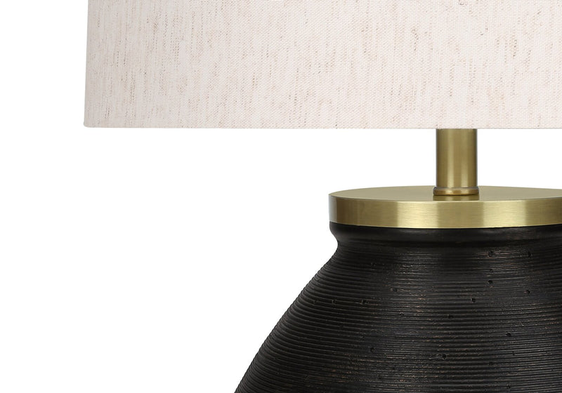 Lampe de table de 25 po béton noir avec touches dorées