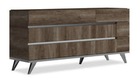  Commode chambre à coucher Gino à 6 tiroirs - fabriquée en Italie, 67 po (L) x 32 po (H), moderne - brune