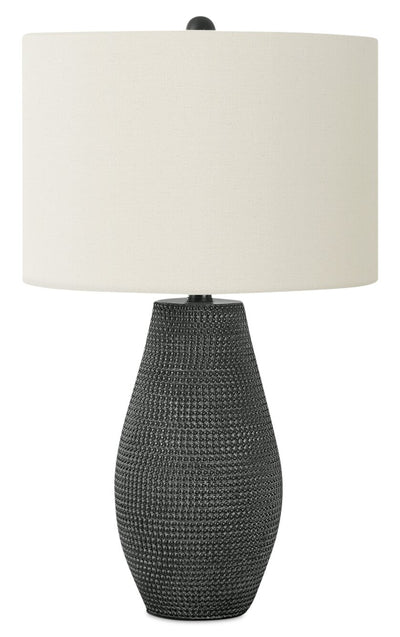 24" Black Textured Table Lamp with Drum Shade|Lampe de table texturée de 24 po noire avec abat-jour cylindrique