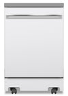 Lave-vaisselle portatif GE de 24 po et de 54 dBA avec commandes sur le dessus et broyeur d’aliments solides PiranhaMC - blanc - GPT225SGLWW