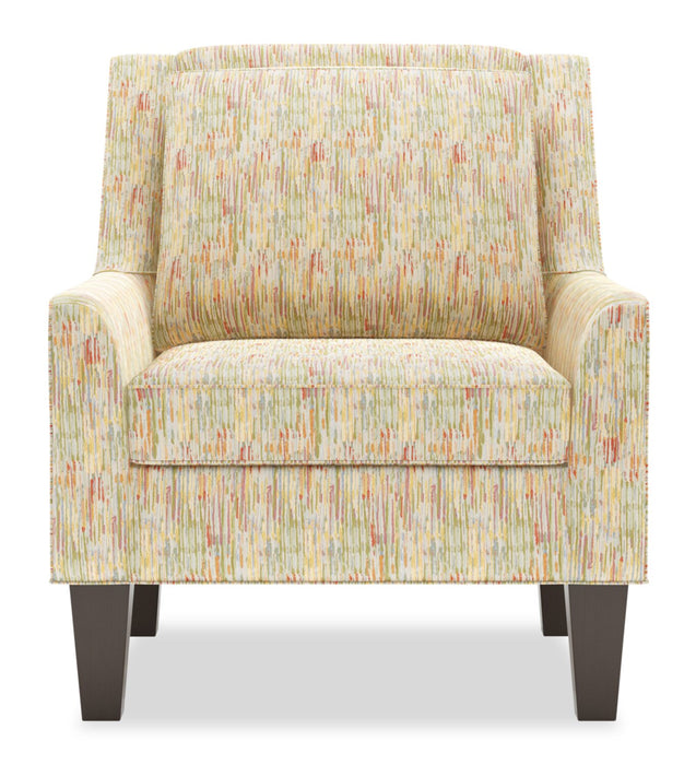 Fauteuil d’appoint club Sofa Lab personnalisable de 29 po fabriqué au Canada en tissu avec pattes en bois - Garden multicolore
