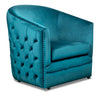 Fauteuil d’appoint Lynn de style gondole de 32,5 po en tissu de velours avec capitonnage et bordure de clous décoratifs - bleu 