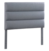  Tête de lit rembourrée et réglable Burk en tissu gris capitonné - format lit double