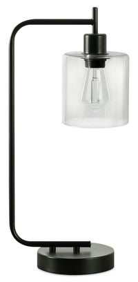 Lampe de table de 20 po en métal noir avec recharge USB