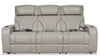 Sofa de massage à inclinaison électrique Elite de 86 po en cuir véritable avec appuie-têtes électriques et accoudoirs de rangement - gris