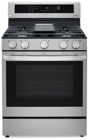 Cuisinière intelligente à gaz LG de 5,8 pi³ avec hublot InstaViewMD et convection véritable - acier inoxydable Smudge-ProofMD - LRGL5825F