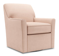 Fauteuil d’appoint pivotant Sofa Lab de 31 po fabriqué au Canada en tissu d’apparence lin - rose Pax Rose