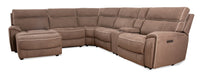  Sofa sectionnel de gauche à inclinaison électrique Newport 6 pièces en suédine - taupe 