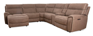 Sofa sectionnel de gauche à inclinaison électrique Newport 6 pièces en suédine - taupe