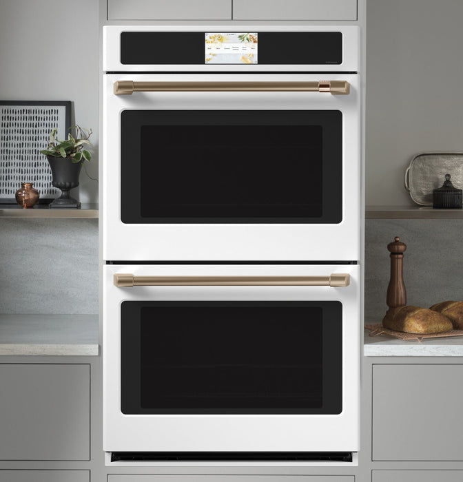 Four mural double électrique Café de 10 pi³ et de 30 po avec convection européenne véritable - blanc mat - CTD90DP4NW2