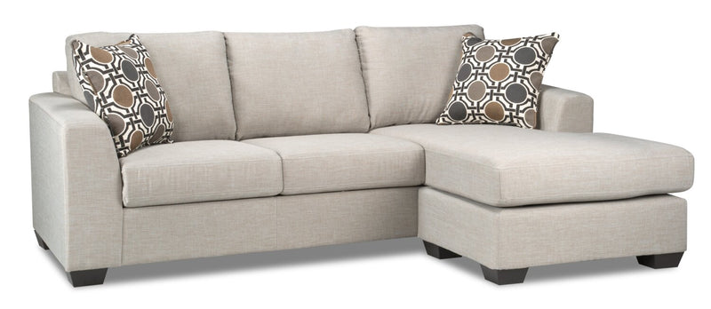 Nina 2-Piece Linen-Look Fabric Reversible Sectional - Taupe 