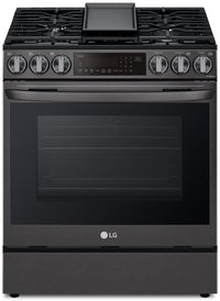 Cuisinière intelligente à gaz LG de 6,3 pi³ avec hublot InstaViewMD et convection ProBake Convection…