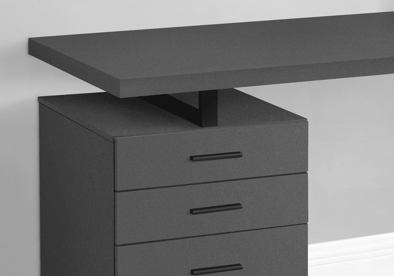 Bureau réversible Clayton de 47,25 po à 3 tiroirs - gris foncé