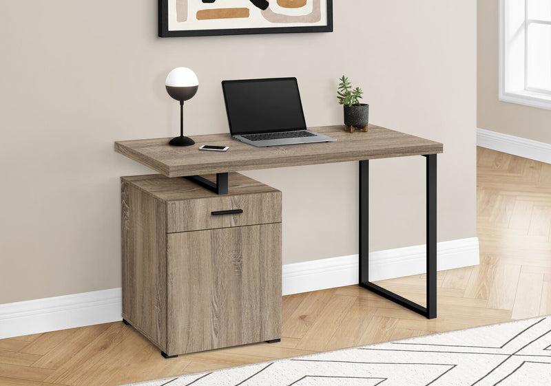 Bureau réversible Remi de 47,25 po avec tiroir et armoire - taupe