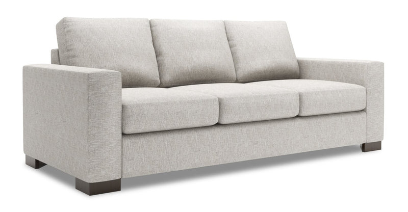 Sofa-lit personnalisable Track de Sofa Lab de 85 po fabriqué au Canada en tissu de chenille avec accoudoirs rectilignes - argenté Luxury Silver