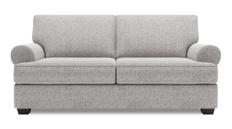 Sofa personnalisable Roll de Sofa Lab de 76 po de format condo fabriqué au Canada en tissu d’apparence lin avec accoudoirs enroulés - gris Luna Domino