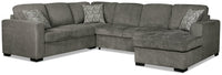  Sofa-lit sectionnel de droite Izzy 4 pièces en chenille - étain 