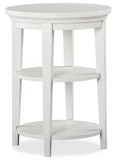 Heron Cove 18" Traditional Round End Table with Shelf - White Pine|Table de bout ronde traditionnelle Heron Cove de 18 po avec tablette - pin blanc