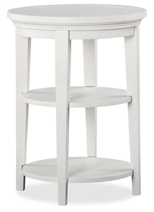 Table de bout ronde traditionnelle Heron Cove de 18 po avec tablette - pin blanc