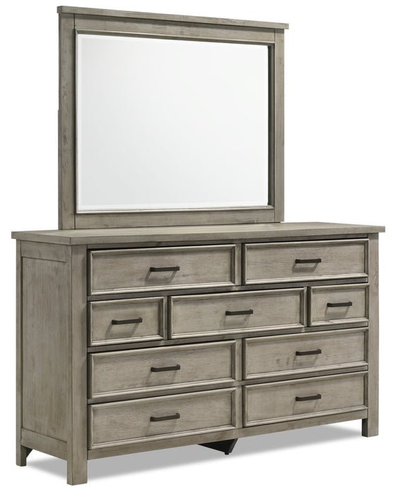 Commode Levi de 67 po (L) x 38 po (H) à 7 tiroirs en bois pour la chambre à coucher - gris bois de grève