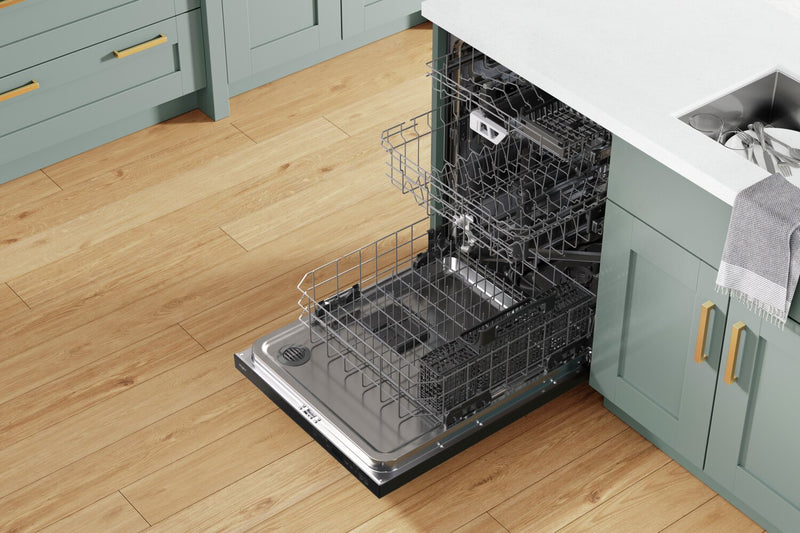 Lave-vaisselle encastré Whirlpool de 24 po et de 47 dBA avec commandes sur le dessus et 3e panier - acier inoxydable noir résistant aux traces de doigts - WDT970SAKV