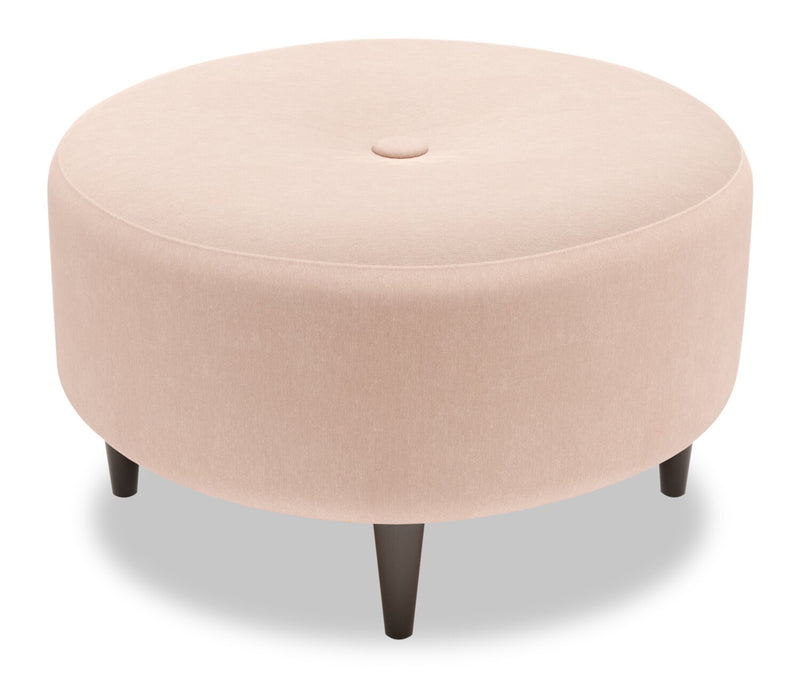 Pouf personnalisable The Curve de Sofa Lab de 31 po fabriqué au Canada en tissu d’apparence lin - rose Pax Rose