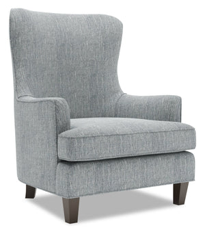 Fauteuil d’appoint à oreilles Sofa Lab personnalisable de 32 po fabriqué au Canada en tissu d’apparence lin - gris Luna Pewter