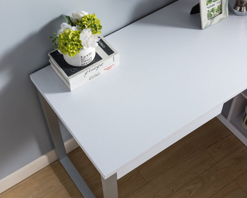 Bureau en coin réversible Owen de 55 po à 4 tiroirs et compartiments - blanc