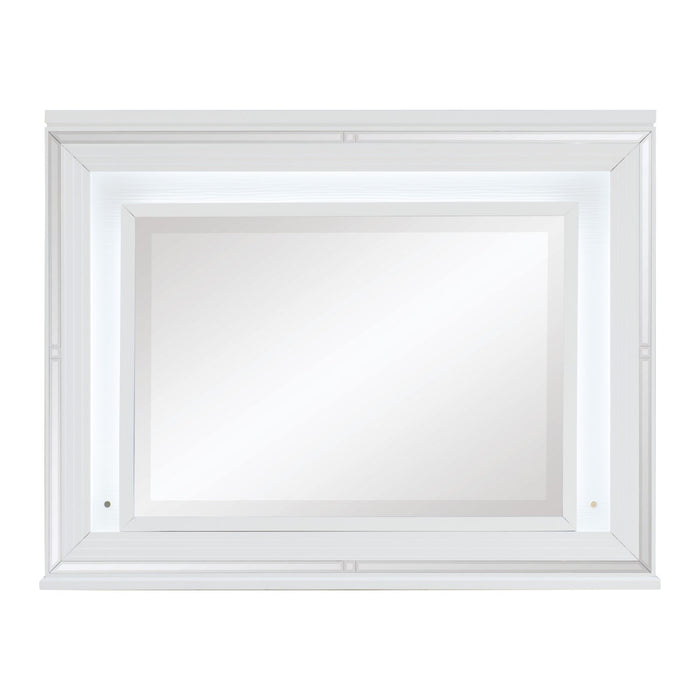 Miroir de commode de chambre à coucher somptueux Max avec éclairage à DEL - blanc