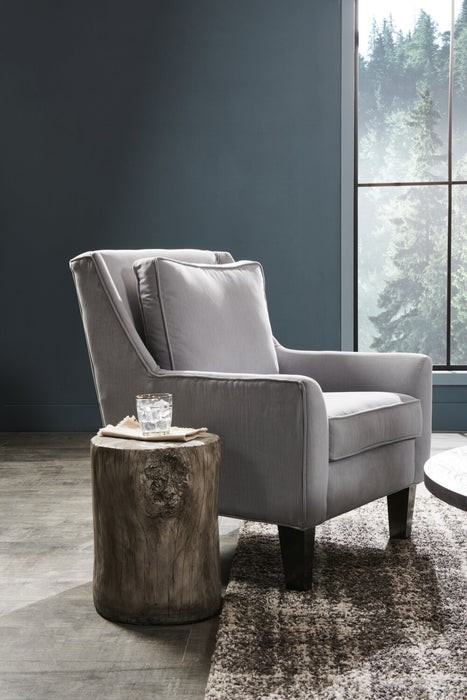 Fauteuil d’appoint club Sofa Lab personnalisable de 29 po fabriqué au Canada en tissu d’apparence lin avec pattes en bois - gris Pax Slate