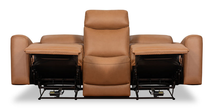 Sofa à inclinaison électrique Prescott de Scott Living de 88,5 po en cuir véritable avec appuie-têtes électriques - brun courge musquée