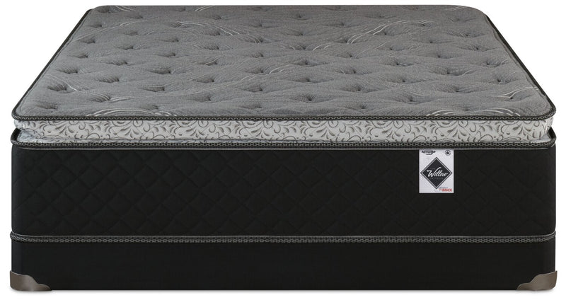 Ensemble dans une boîte à plateau-coussin à profil bas dans une boîte Sage de Springwall pour lit simple