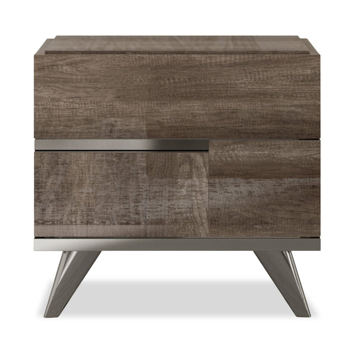 Ensemble de chambre à coucher Gino 6 pièces avec lit à panneaux, commode, miroir et table de nuit - fabriqué en Italie, moderne, brun - format très grand lit