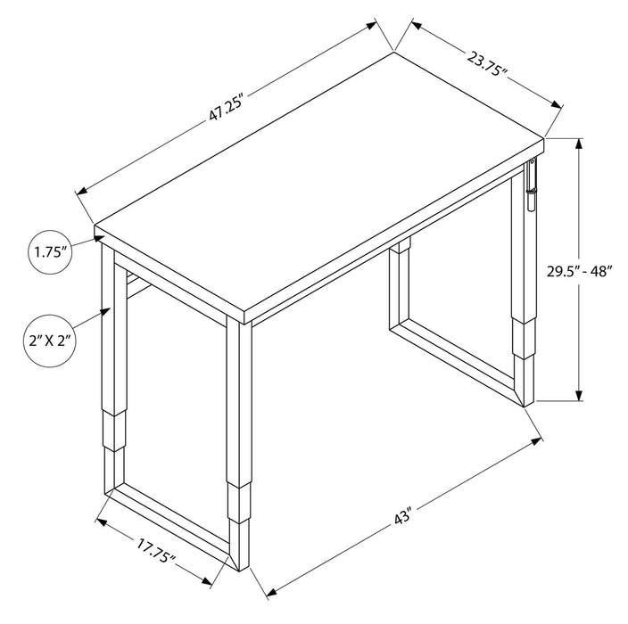 Bureau Kai de 47,25 po à hauteur réglable - noir