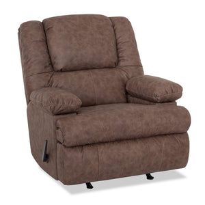 Fauteuil berçant inclinable de Design à mon image de 34,5 po en tissu d’apparence cuir avec accoudoirs de rangement - brun moka Columbus