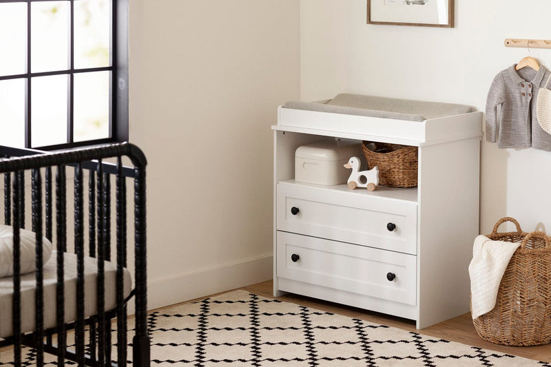 Table à langer Ivy pour bébé avec tiroirs de rangement - blanche
