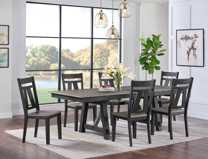 Ensemble de salle à manger Zao 7 pièces en mélamine avec table, rallonge de 66 po à 94 po (L) et 6 chaises - brun