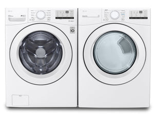 LG 5.2 Cu. Ft. Front-Load Washer and 7.4 Cu. Ft. Electric Dryer - White | Laveuse à chargement frontal de 5,2 pi³ et sécheuse électrique de 7,4 pi³ de LG - blanches | LGFL3400