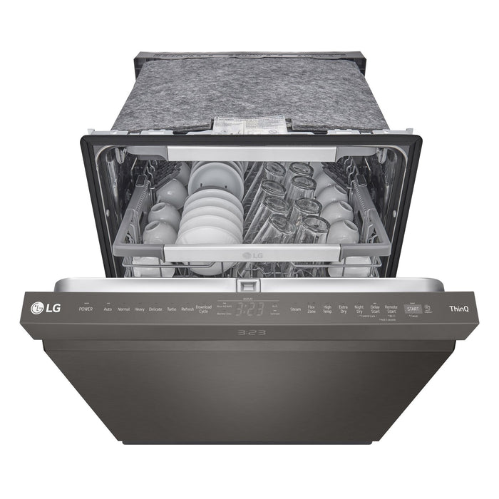 Lave-vaisselle intelligent encastré LG à 44 dBA de 24 po avec commandes sur le dessus et QuadWashMC Pro - acier inoxydable noir Smudge-ProofMD - LDPS6762D