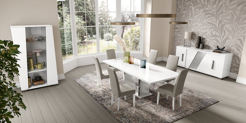 Table de salle à manger Raia - fabriquée en Italie, base piédestal, moderne, 71 po (L) - blanche