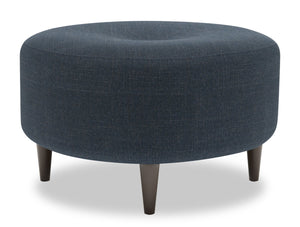 Pouf personnalisable The Curve de Sofa Lab de 31 po fabriqué au Canada en tissu d’apparence lin - bleu Luna Sailor