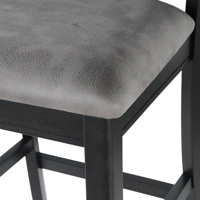Chaise de salle à manger Dena de hauteur comptoir en tissu de cuir végétalien - grise