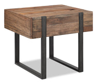 Table de fauteuil rustique Manchester de 22 po avec rangement - bois brun avec base en fer