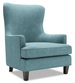 Fauteuil d’appoint à oreilles Sofa Lab personnalisable de 32 po fabriqué au Canada en tissu de velours - bleu Sea Blue
