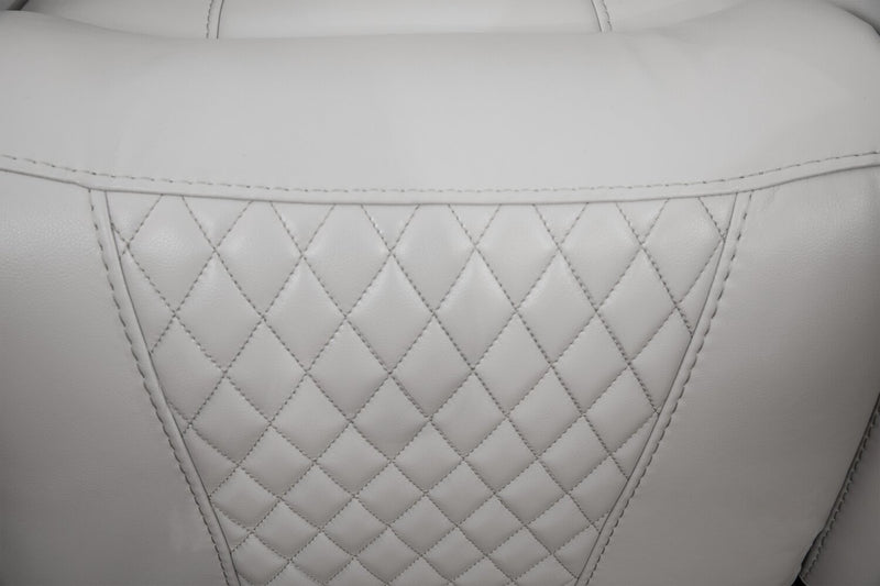 Sofa sectionnel à inclinaison électrique Cinema 5 pièces en apparence cuir avec appuie-têtes électriques - gris brume cosmique