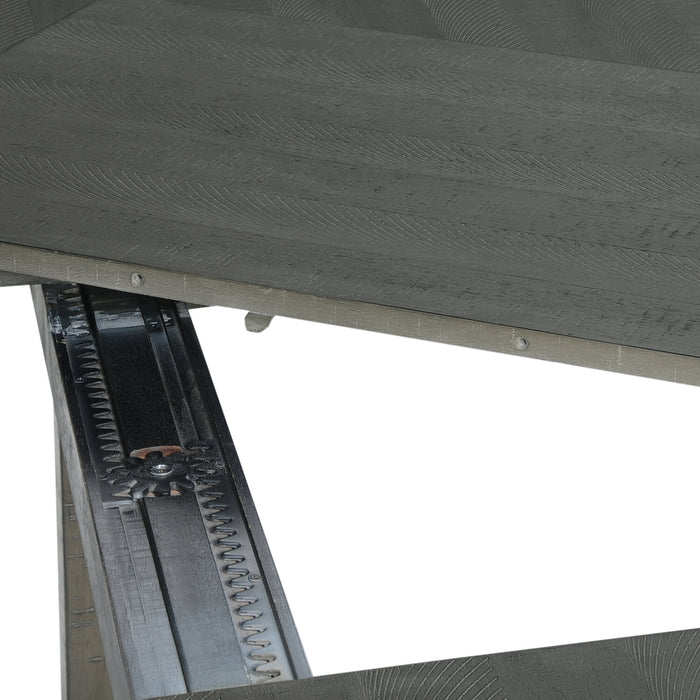 Ensemble de salle à manger Alto 5 pièces avec table, rallonge de 65 po à 83 po (L), base à tréteaux et 4 chaises - gris