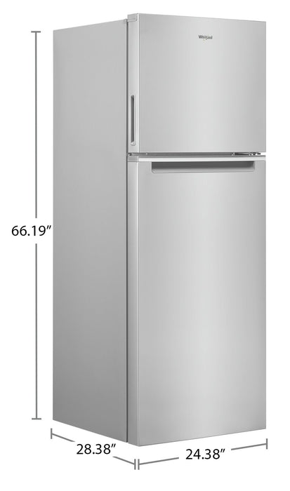 Réfrigérateur Whirlpool de 12,9 pi³ et de 24 po à congélateur supérieur - fini en acier inoxydable résistant aux traces de doigts - WRT313CZLZ