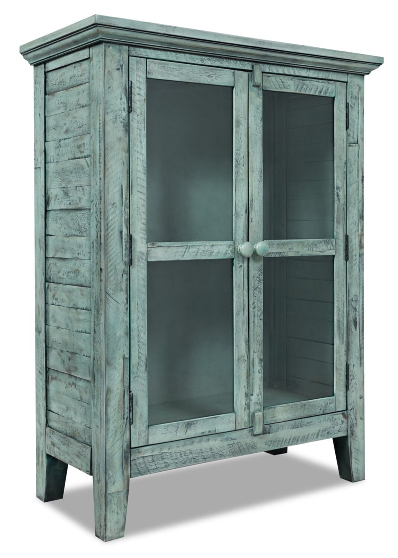 Rocco Blue Accent Cabinet – Small - Rustic style Accent Cabinet in Vintage blue with green and grey undertones Acacia