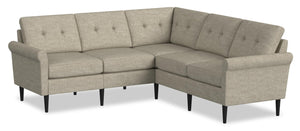 Sofa sectionnel modulaire BLOK de Scott Living 5 pièces en tissu avec accoudoirs enroulés et coussins réversibles - taupe